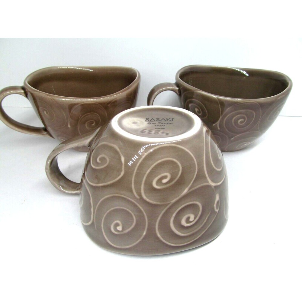 Sasaki Spa Taupe 3" Coffee Mug Bundle of 3